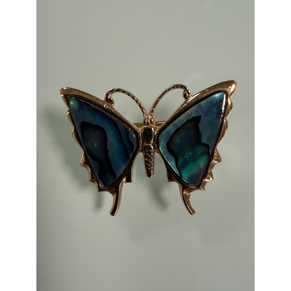 Vintage Gold-plated Paua Shell Butterfly Brooch - Small